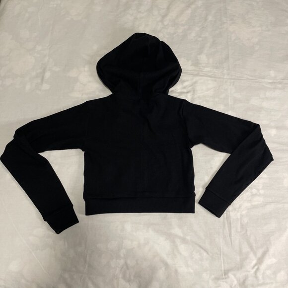 Forever 21 Black Cropped Zip-Up Hoodie Women’s Small | Full Zip Short Jacket NWT - Picture 10 of 10